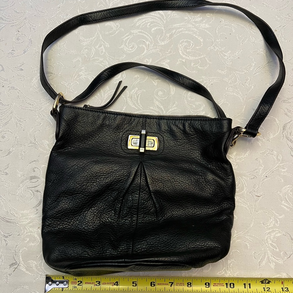 B. Makowsky Black Leather Shoulder Bag